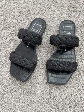 Dolce Vita Black Braided Double-Strap Slide Sandals